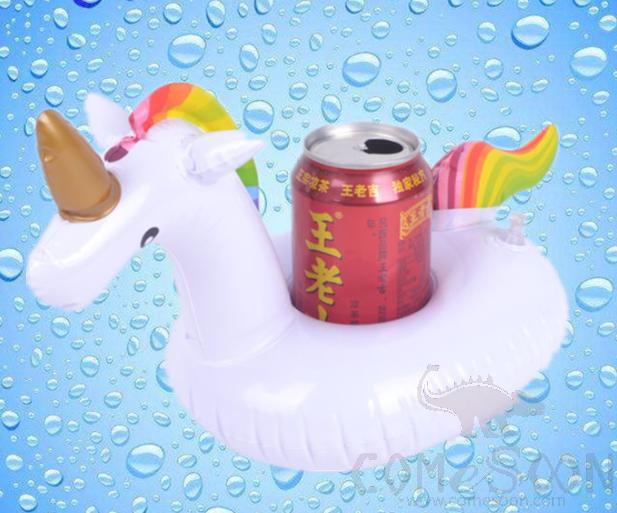 Inflatable Floating Beverage Cup Holder, Unicorn with Ears