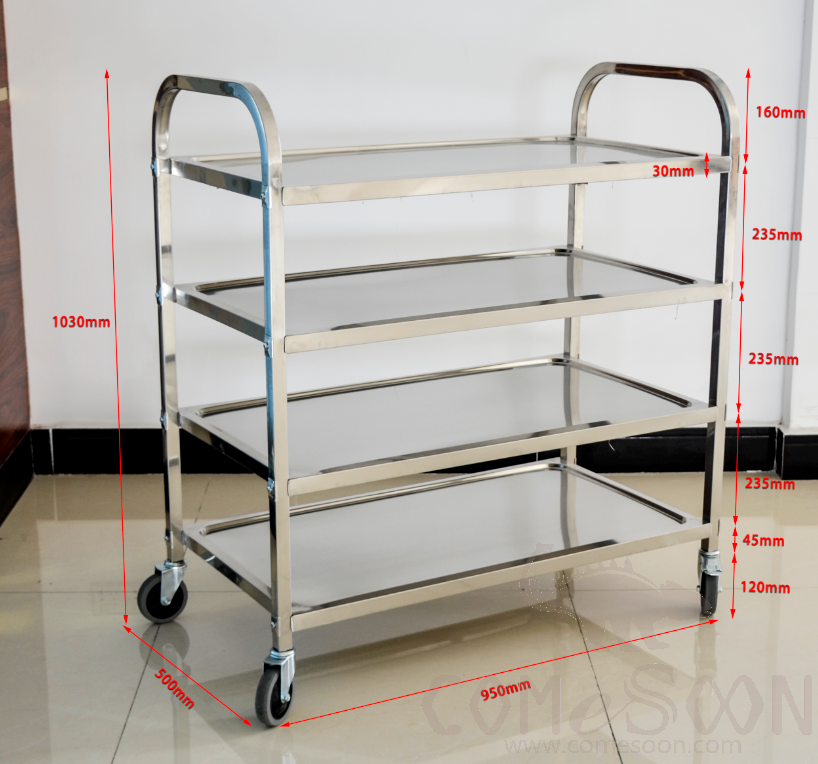 Square Tube Four Tier Dining Cart