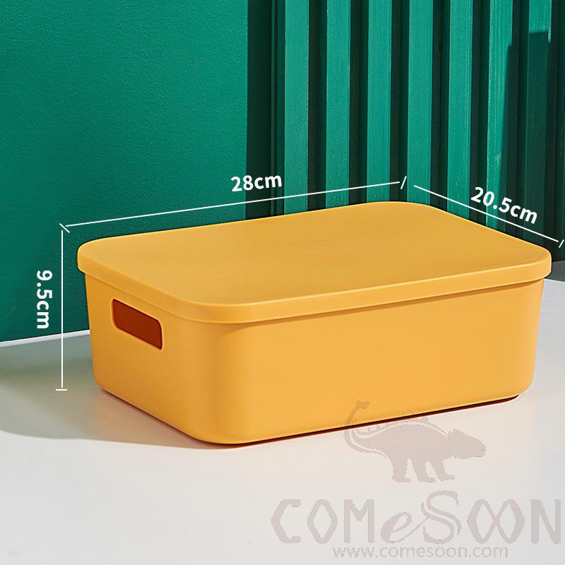 Yellow Storage Box with Cover-20.5*28*9.5 cm, PP