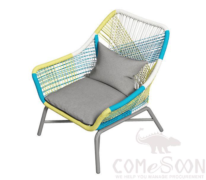 Outdoor Iron Chair, Outdoor Anti-Rust Iron Pipe+ PE Rattan+ High Density Sponge+ Waterproof Fabric, 70*75*83cm product image