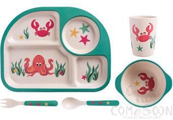 Bamboo Fiber Compartmentalized Children's Tableware, Underwater World