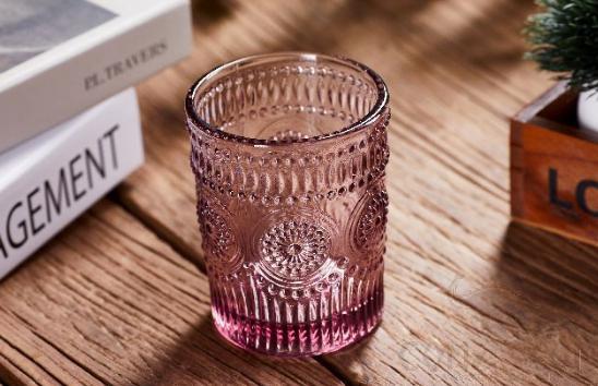 Colorful Emboss Water  Glass Cup  250ML Purple