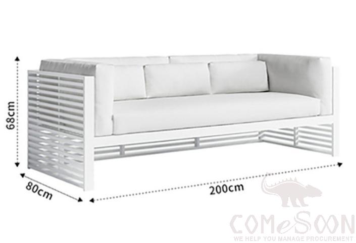 Outdoor Sofa-200*80cm, High Resilience Sponge, 200*80*68cm