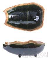 Weave Ten Grasses Four Feet Iron Mouth Bowl, 21.5*15*8.4cm