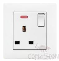 13a Square Corner Socket(British Style)with Switch+ Indicator Light
