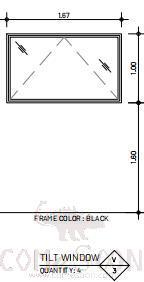 Aluminum Opening Window, Black, 1670*1000mm