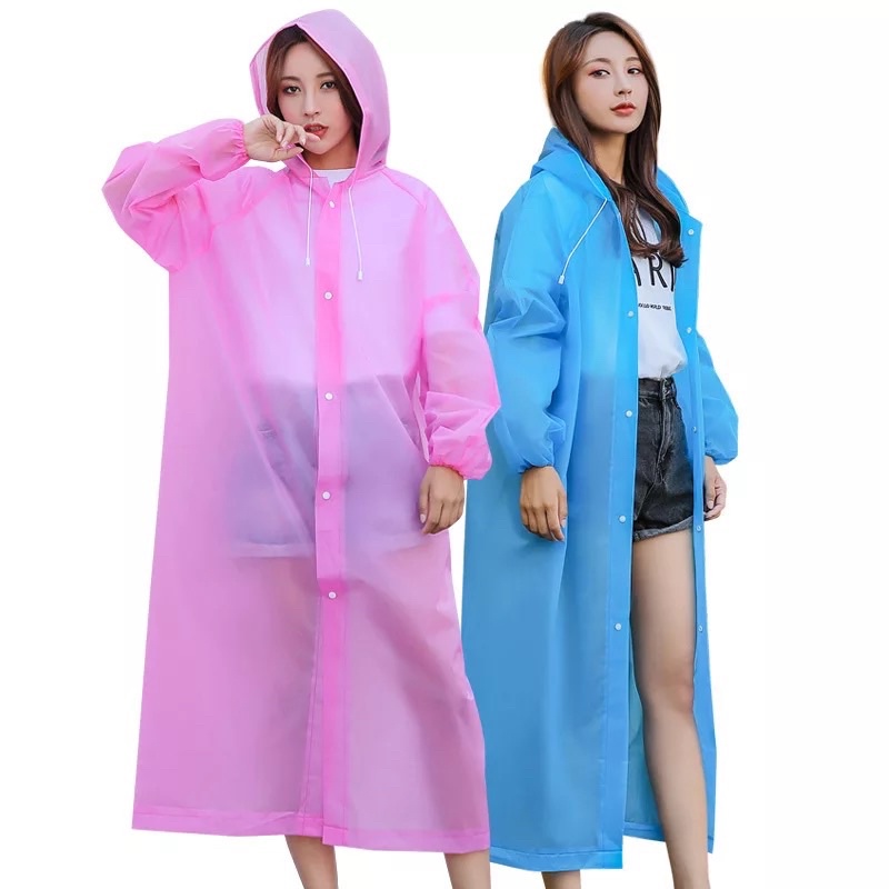 Jas Hujan Korea Raincoat Bahan Tebal Motor Motif Polos Dewasa Unisex Wanita Pria Terusan Eva Original