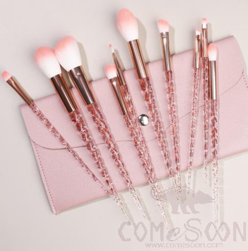 Nylon Cosmetic Brush Set+ Organiser, Pink, 14cm