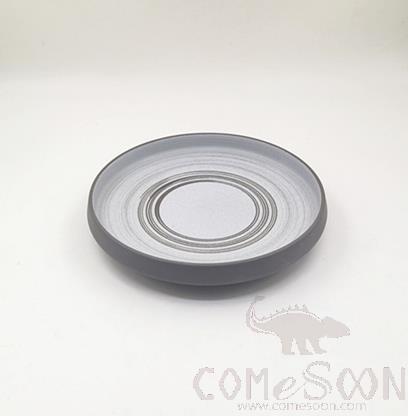 Black Clay White Glaze Series 7.26" Shrink Plate, Ø19*H3.8 cm