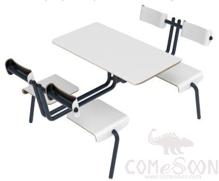 Canteen Table & Chair-White 1990*1200*825mm
