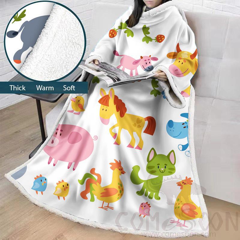 Cartoon Blanket with Sleeves, Crystal Velvet, 127*178 cm