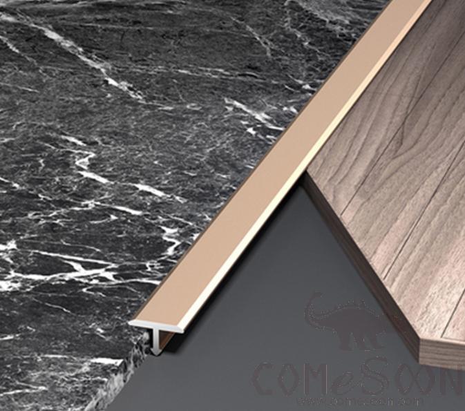 Aluminum T-Shaped Decorative Strip, 33mm, Alluvial Gold