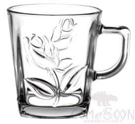 Blinkmax 290ML Rose Flower Square Glass W/handle