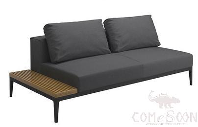 Double Sofa with Side Table, Teak+ Aluminum Tube, 150*85*65cm