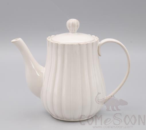 Chrysanthemum Flower Large Teapot, White, 9", 1150ML