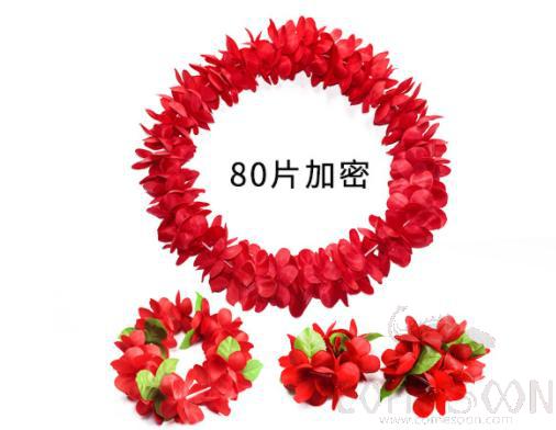 Hawaiian Wreath Set of Four, Red