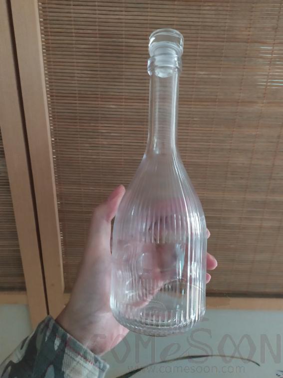 Glass Wine Bottle, with Glass Cover, 360ML