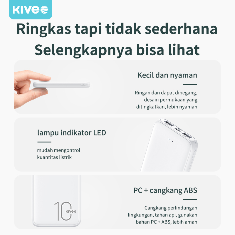 kivee Powerbank 10000mAh + Fast Charge 2.4A Real Capacity