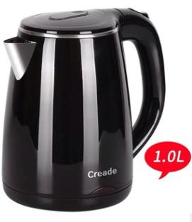 1.0L Electric Kettles with Double Layer, Stainless Steel+ ABS Engineering Plastics
