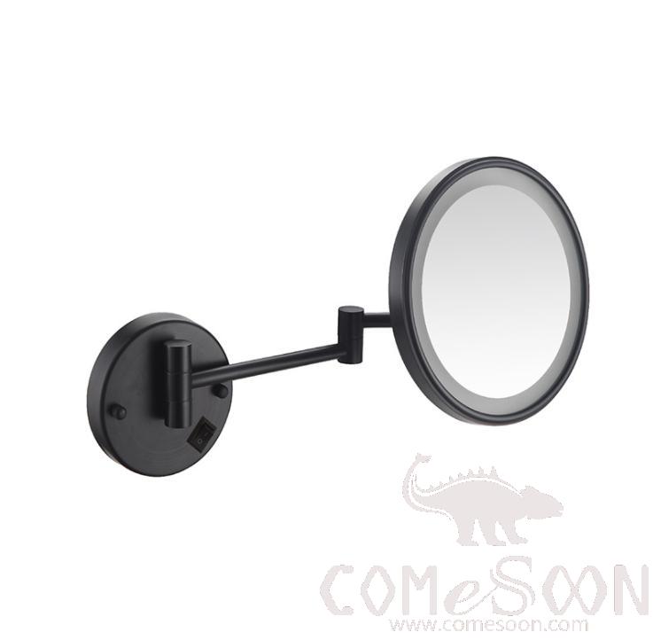 Led Foldable Cosmetic Mirror-Concealed Installation /  Single-Sided Mirror - Matte Black - 8 inch (20cm) Single - Copper+ SUS304