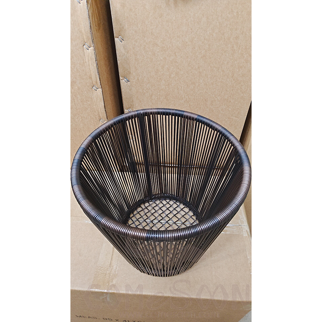 Laundry Basket,Metal Tubing + Synthetic Rattan, Diameter: 58 cm, Base Diameter: 40 cm, Height: 43 cm