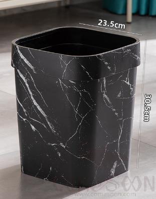 Imitation Marble Grain Square Trash Bin (14L), Plastic, 23.5*23.5*30.5cm, Dustbins, W/o Lid