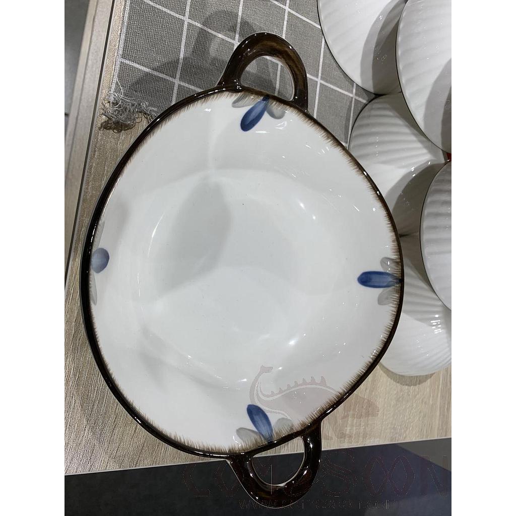 Yueyu Series 9.5" Striped Double Hole Shaped Bowl product image