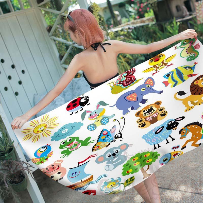 Cartoon Beach Towel, Microfiber, 150*70cm