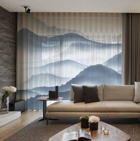 Digital Printing New Chinese Chiffon Window Screen, Polyester