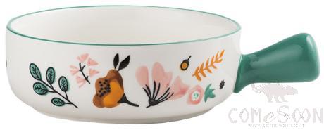 8.25" Handle Bowl-Pink Cherry Season (Green)