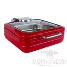 2/3 Gn Pan Red Square Hydraulic Premium Dining Oven with Glass Lid, 6L, 405x480x170mm