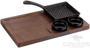 Wooden Display Board W/ Cast Iron Tray, 411*251*25mm