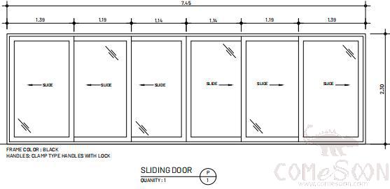 Aluminum Sliding  Door, Black, 7450*2300mm