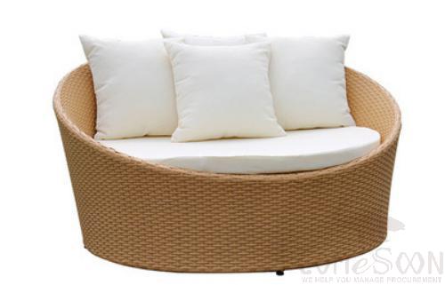 Outdoor Lying Bed-Φ150cm, PE Rattan+ Metal Frame+ Waterproof Cloth+ High Density Sponge, Φ150cm