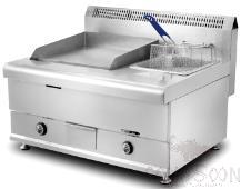 Electric Griddle with Gas Fryer, Size:l760*W650*H550mm, Power: 12kw/hour