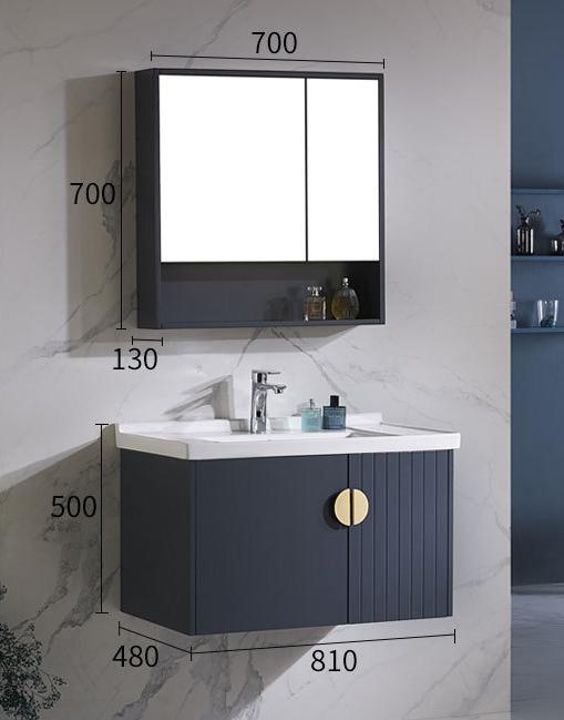 Bathroom Cabinet - Plywood W/ Mirror and Basin, 810 * 480 * 500mm product image