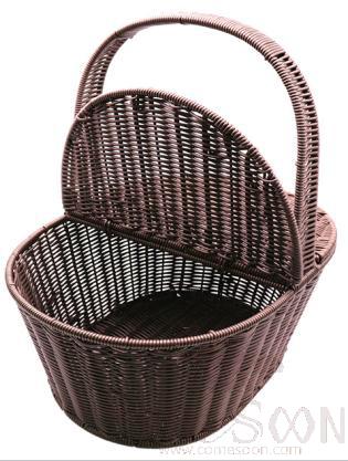 Towel Basket with Lid, 3.0 Round Rattan+ Steel Ring, 43*32*23/41cm