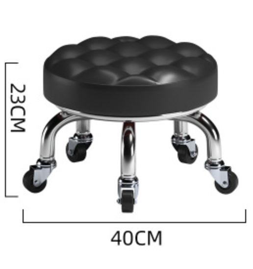 Iron Wheel Low Stool Chair, Leather,
L40*H23cm