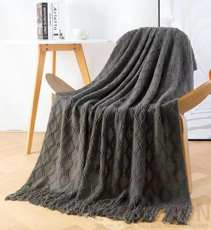 Blanket, Grey, Acrylic127*152+ 15cm