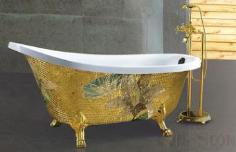 Freestanding Bathtub with Gold Mosaic product image