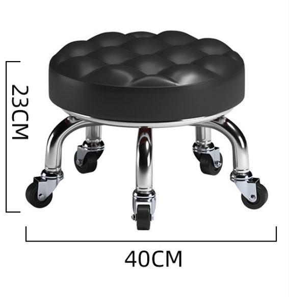 Iron Wheel Low Stool Chair, Leather, 40 * H23cm