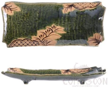 Weave Pineapple Flower Four Feet Rectangular Plate, 25.5*11.3*3cm