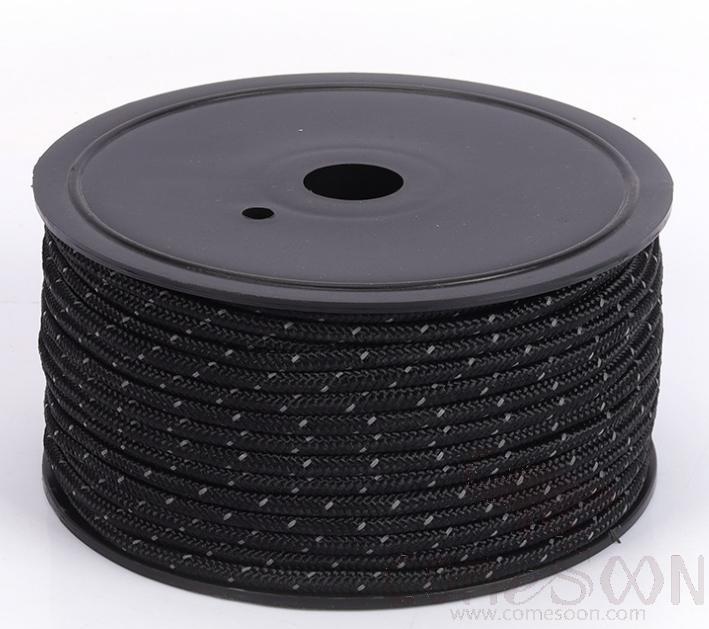 4mm Camping Windproof Reflective Rope, Black