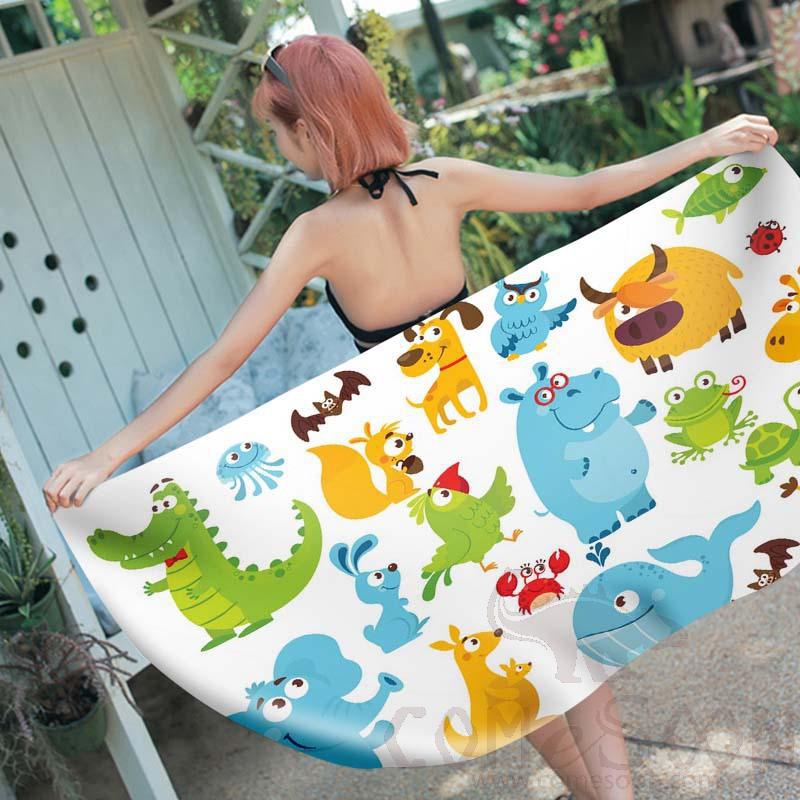 Cartoon Beach Towel, Microfiber, 150*70cm
