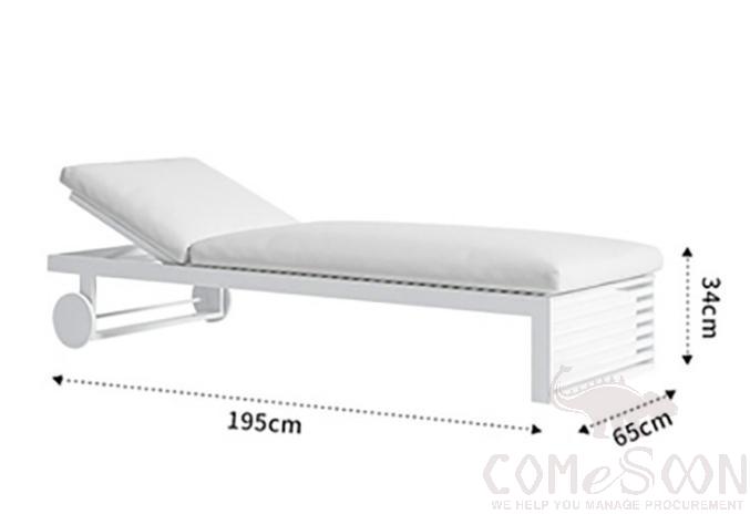 Outdoor Recliner, High Resilience Sponge, 195*65*34cm