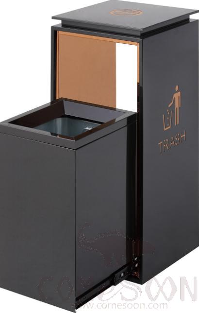 Non-Smoking Single Bucket Trash Can, 201, Black Gold, 290*290*720mm, Dustbins