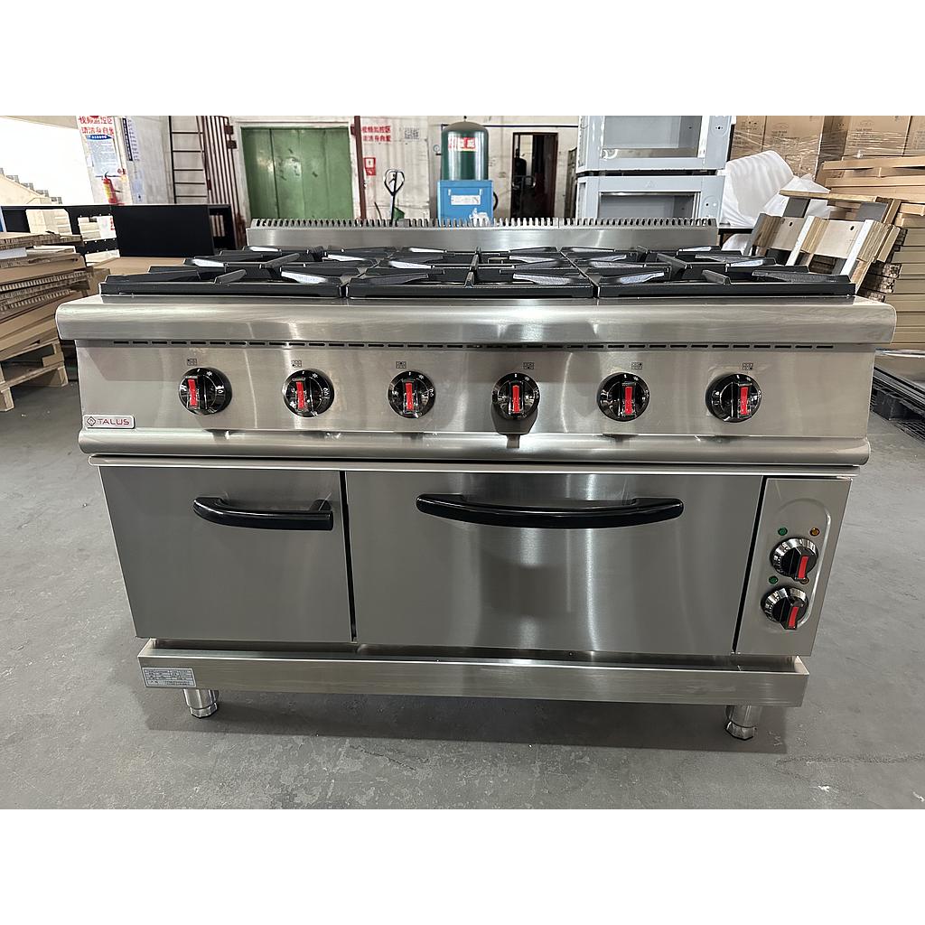 Six-Burner Gas Cooking Stove W/ Gas Oven, 1200*900*850+ 70mm, SUS 304