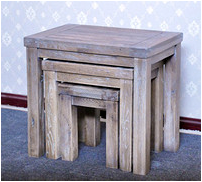 Yongyi Antique Solid Oak Brushed Brush14 Set of Three Stools