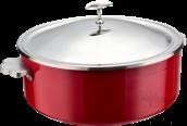 Chinese Straight 3-Ply Steel Red Warming Pot with Stainless Steel Lid+ Stainless Steel Steel Liner, 201/430 Ss+ Aluminum+ 304 Ss, Φ320×h120mm