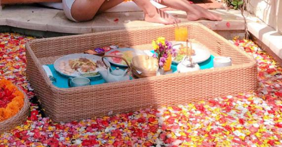 Swimming Pool Floating Table-100*50cm, Metal Frame+ Imitation Rattan, 100*50*20cm